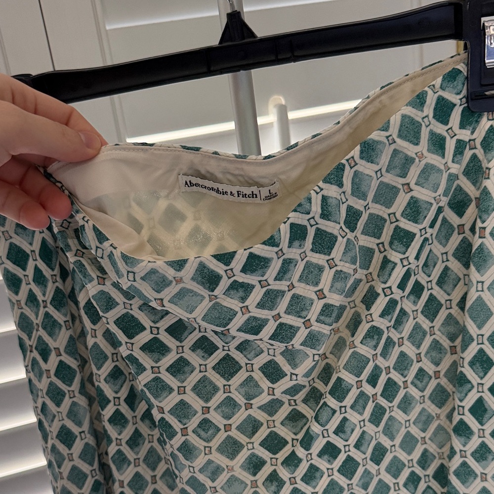 Abercrombie & Fitch Teal and White Patterned Skirt
